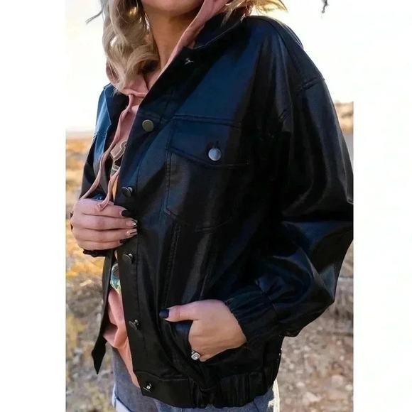 Black faux leather jacket - Picture 3 of 6